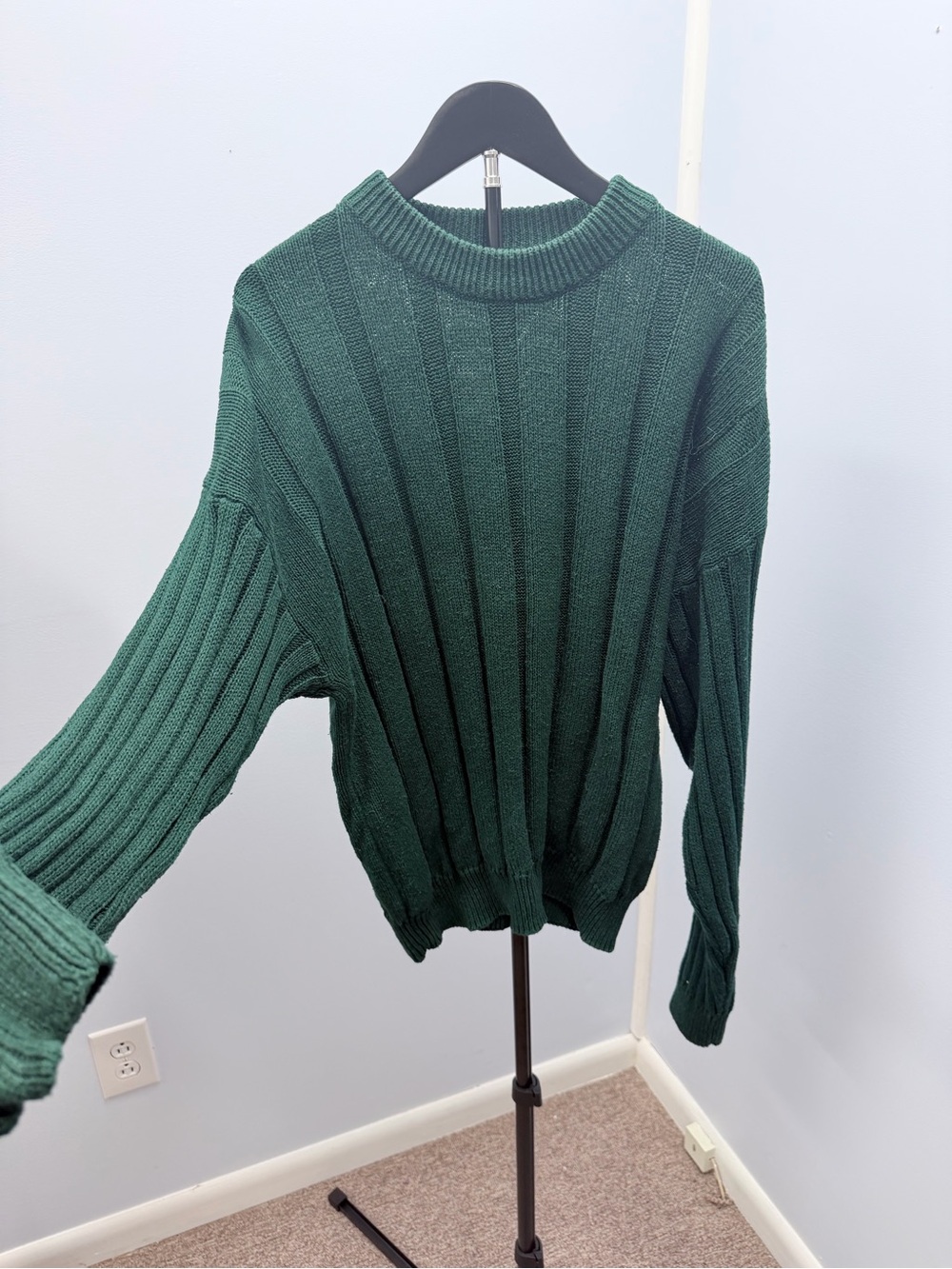 Studio Forest Green Ribbed Crewneck Sweater